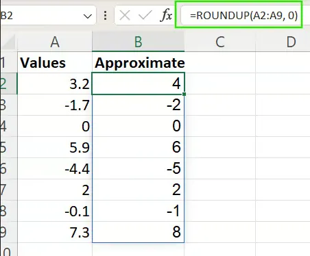 ROUNDUP in Excel with arrays 6