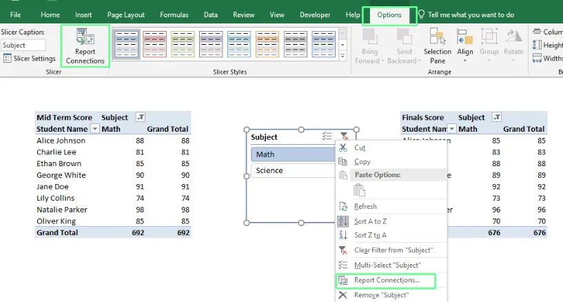 Connect a slicer to multiple PivotTables in Excel 11