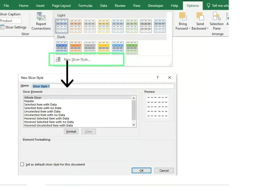 build your own slicer style in Excel 7