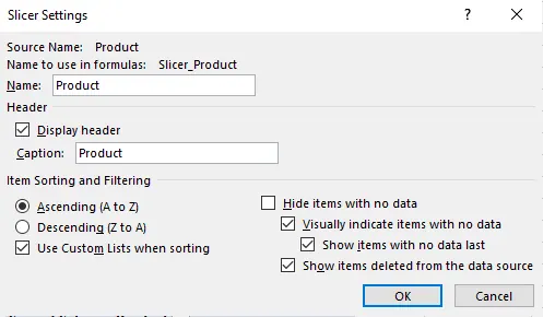 Adjust the Slicer using slicer settings options in Excel 8