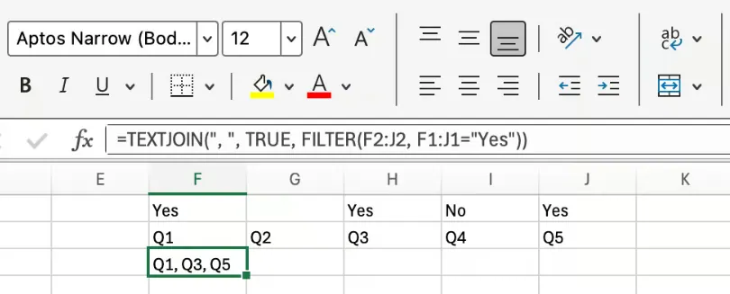 Excel TEXTJOIN combined with FILTER 4