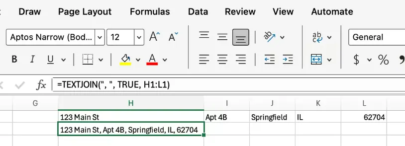 Excel TEXTJOIN with flexibility for blank cells 5