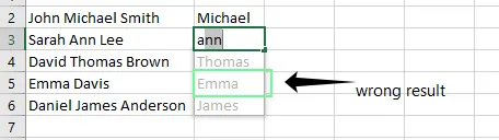 Excel에서 불명확한 패턴으로 인해 플래시 필드가 잘못된 결과를 제공함. 12