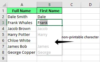 Excel에서 인쇄 불가능한 문자로 인해 빈 셀이 남음. 13
