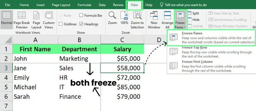 Figer plusieurs lignes à la fois dans Excel 3