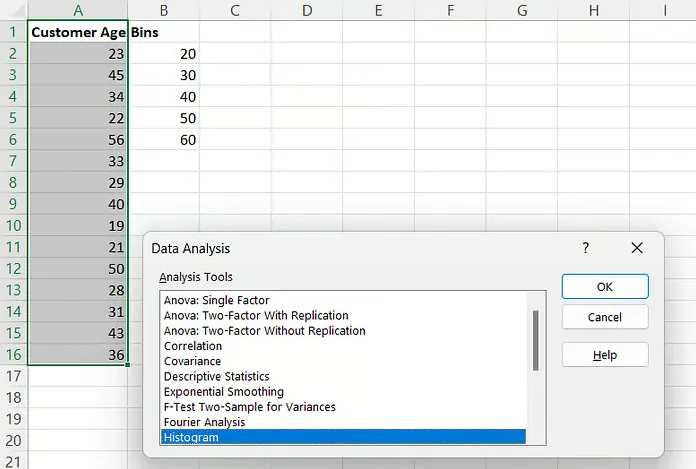Invoking the Data Analysis Toolpak add-in 14