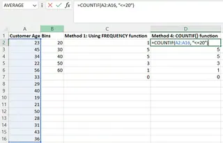 COUNTIF() 함수를 사용한 빈도 분포 계산 17