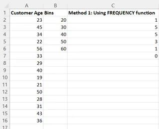 FREQUENCY() 함수를 사용한 빈도 분포 3