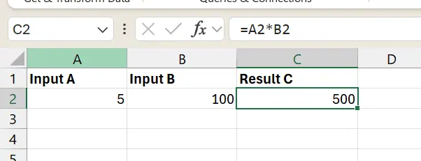 Excel 목표 찾기 계산을 위한 샘플 데이터 1
