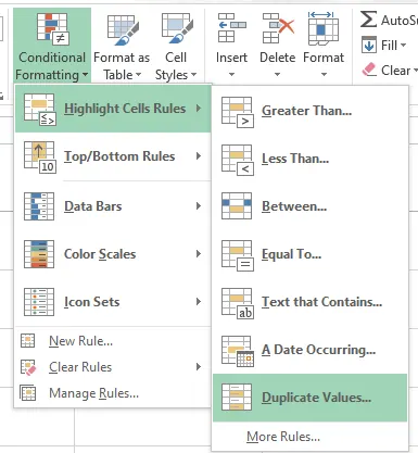 Conditional Formatting and selecting Duplicate Values option in Excel 2