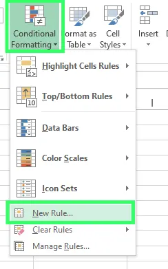 New Rule under conditional formatting tab in excel 5