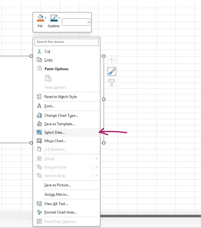 How to select data for an Excel Line Graph 2