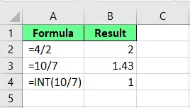 Using the INT() function to get a whole number in Excel 10