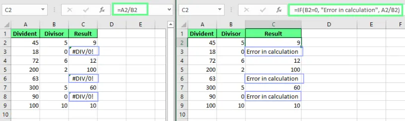Handling #DIV/0! error with IF() function in Excel 8