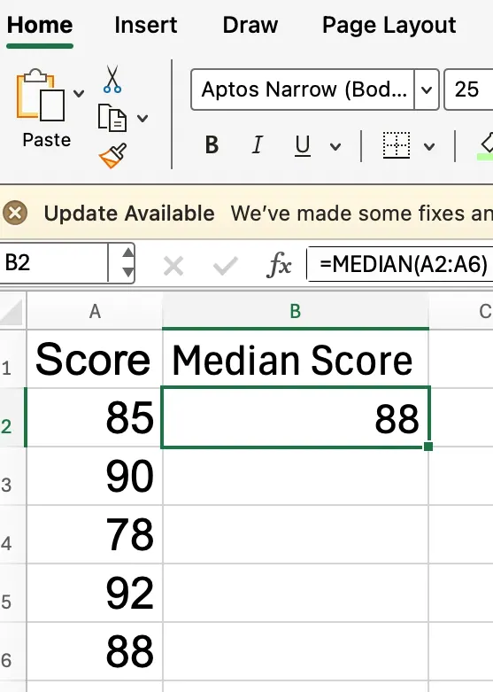 How to find the median in Excel 1