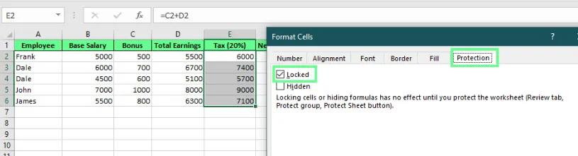 Specific cells locked in excel 4