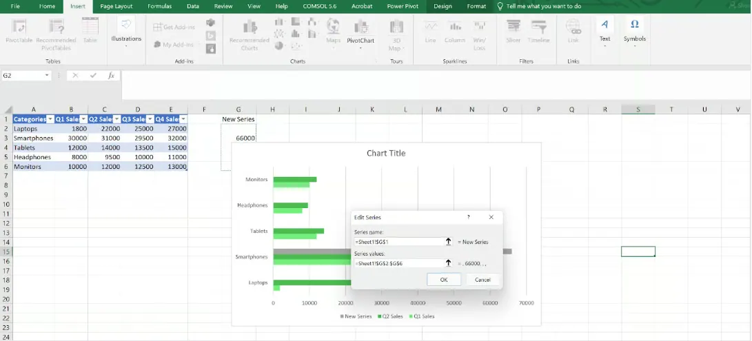 Excel pane with Series Overlap and Gap Width sliders visible. 5