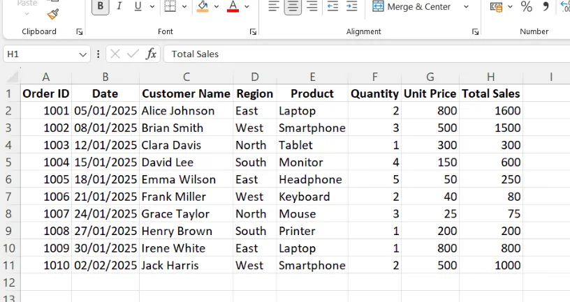 잘라내기 및 삽입 방법으로 Excel에서 열 이동하기. 2