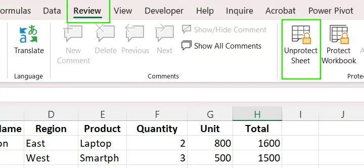 Excel에서 시트 보호 해제하기. 4