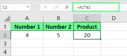 Excel에서 두 셀 곱하기. 2