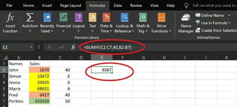 Applying SUMIF to sum by color in excel 11