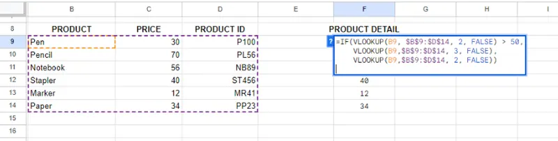 Applying IF with nested VLOOKUP. 12