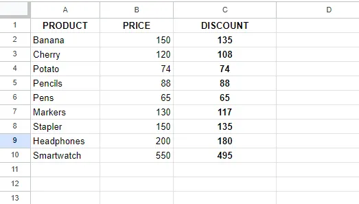 価格が100を超える製品の割引を計算するためにIFでVLOOKUPを使用 17