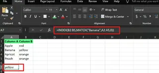 Excel 中的 INDEX MATCH 範例 1