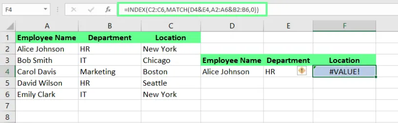 #Value error in INDEX MATCH in excel. 8