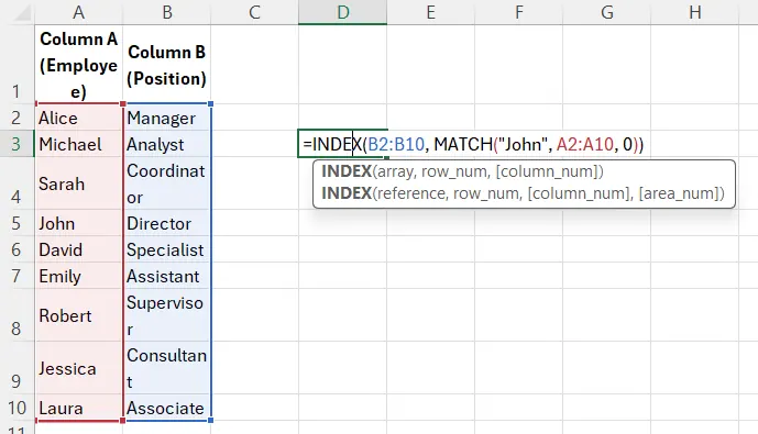 index match example 10