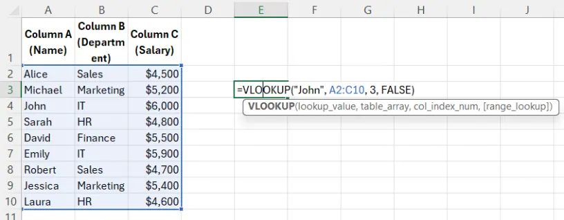 vlookup example 6