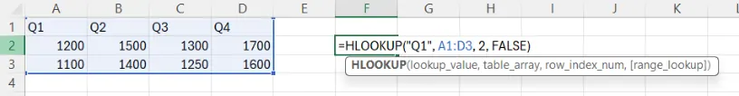 hlookup example 8