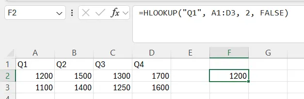 hlookup result 9