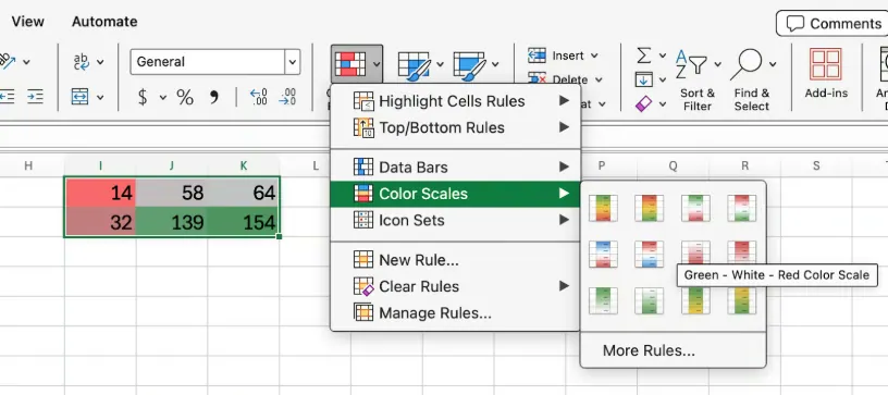 Excel MMULT with color scales 2