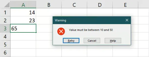 Error occurred while validating the data in excel. 3