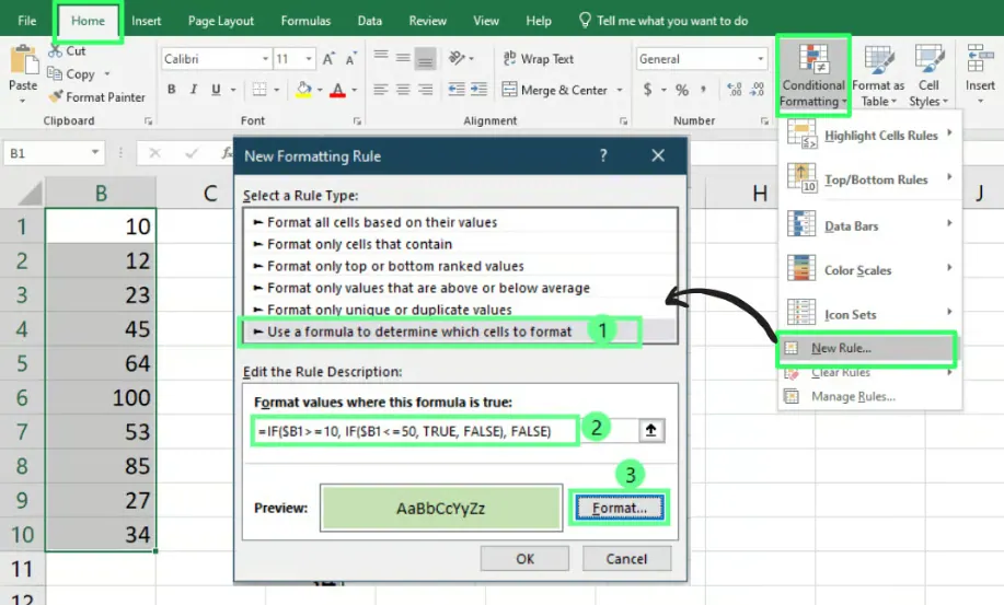 Using Nested IF for Conditional Formatting in excel. 4