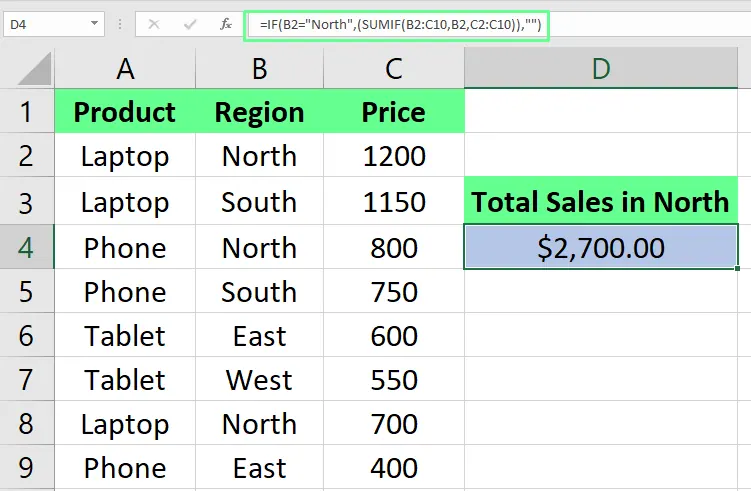 combining IF with SUMIF in Excel. 7