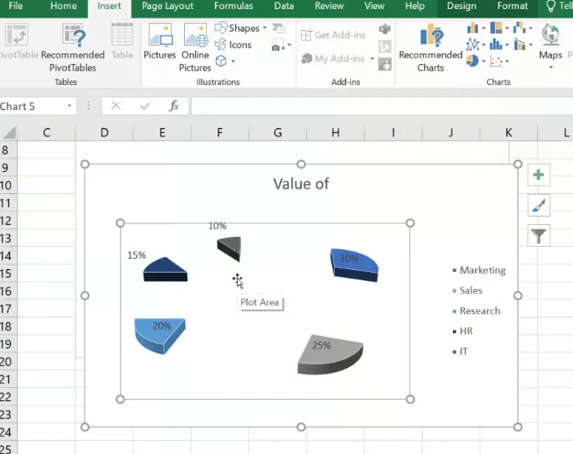 exploded pie chart in Excel 3