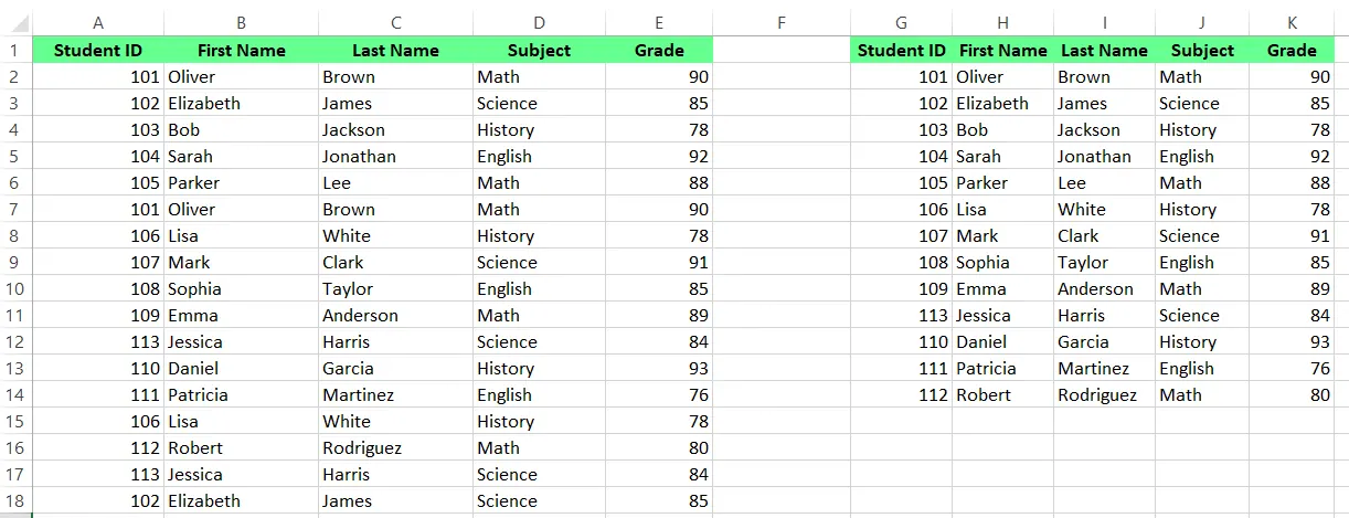 고급 필터 사용 후 결과 11