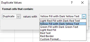 중복 값 대화 상자 2