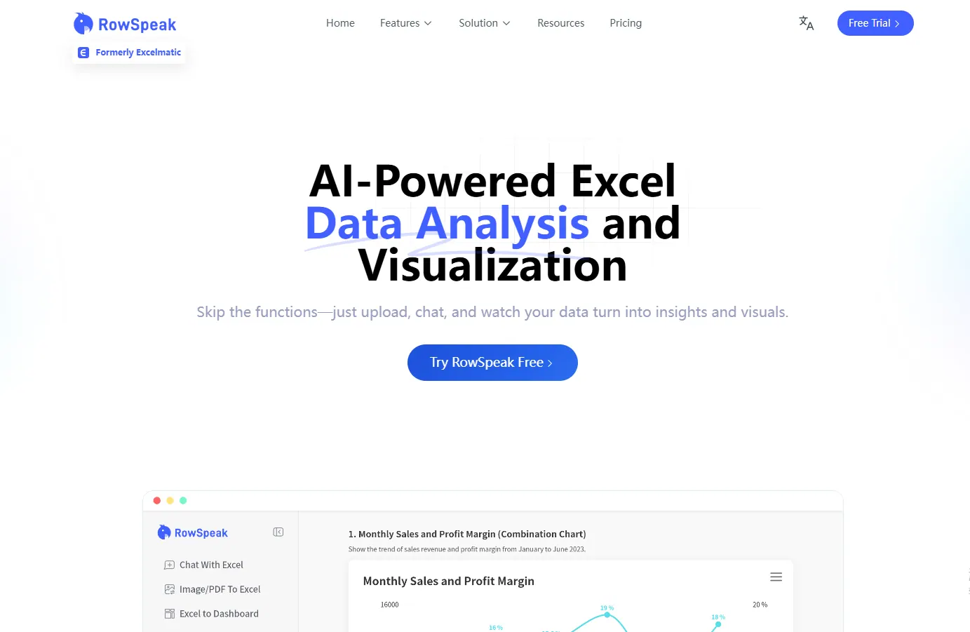 RowSpeak spreadsheet analysis workspace for finance questions