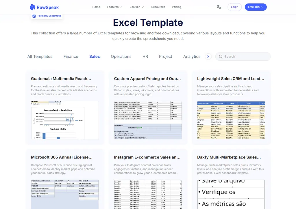 rowspeak template library