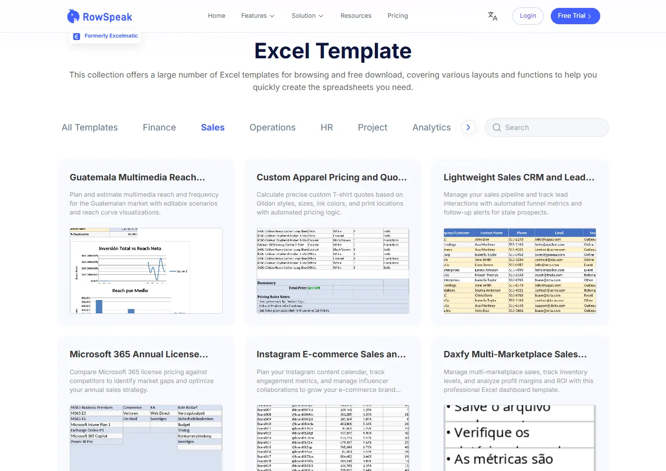 rowspeak templates library