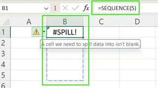 Invisible obstruction of spill range in Excel 4