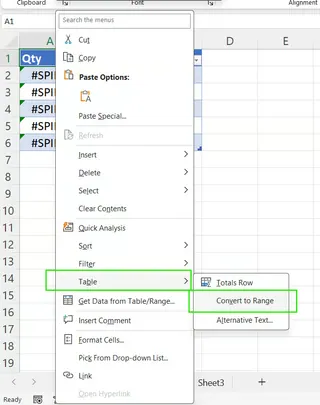 Convert Table to range in Excel 8