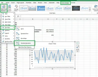 Adding standard deviation bars to the line chart in Excel 10