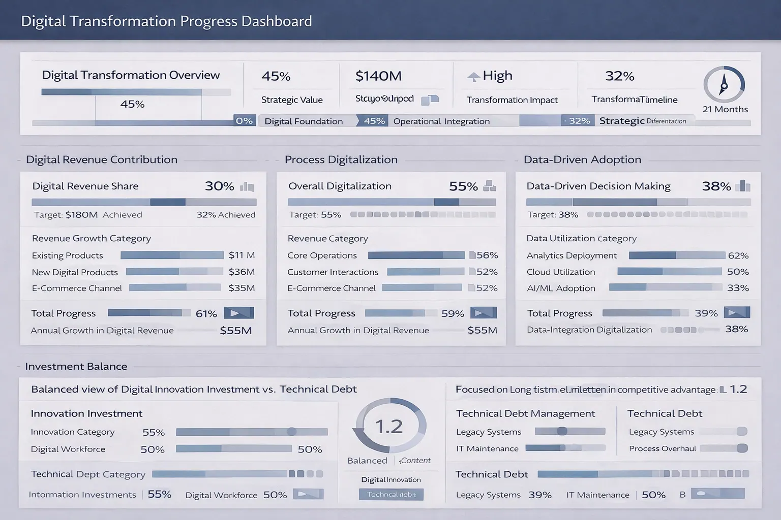Digital transformation progress dashboard