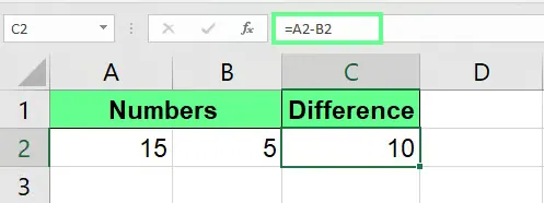 Excel에서 셀 빼기. 2
