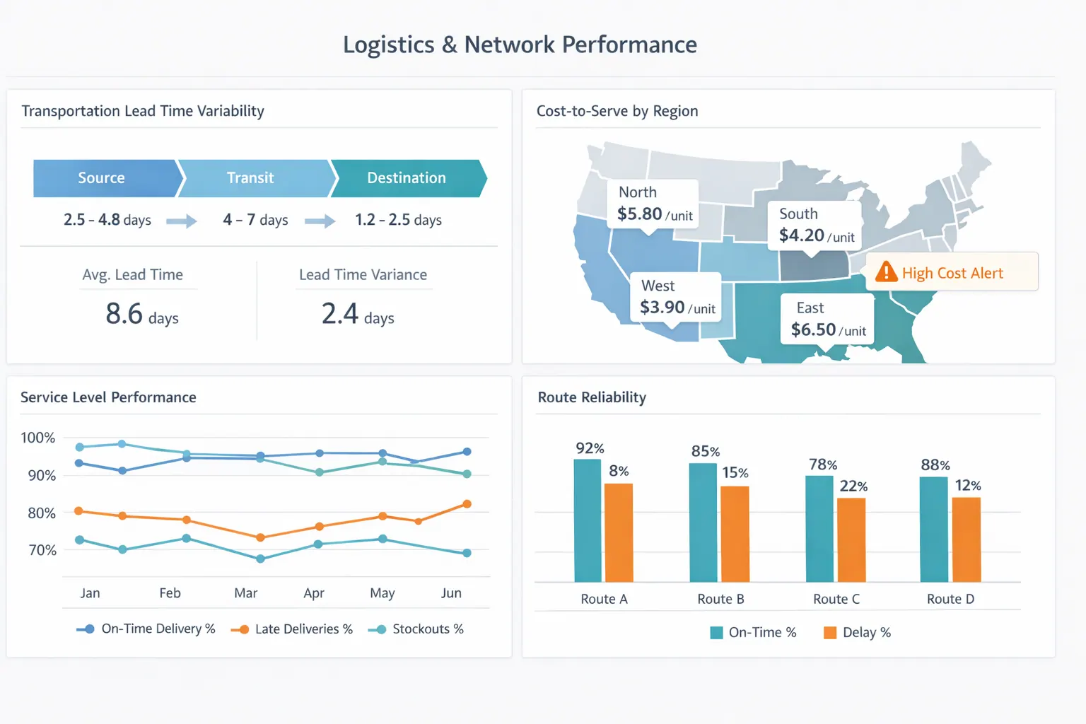 Logistics and Network Performance Dashboards
