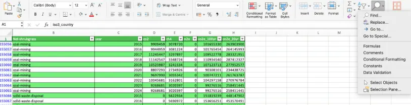 unhidding first olumn with go to comand 6